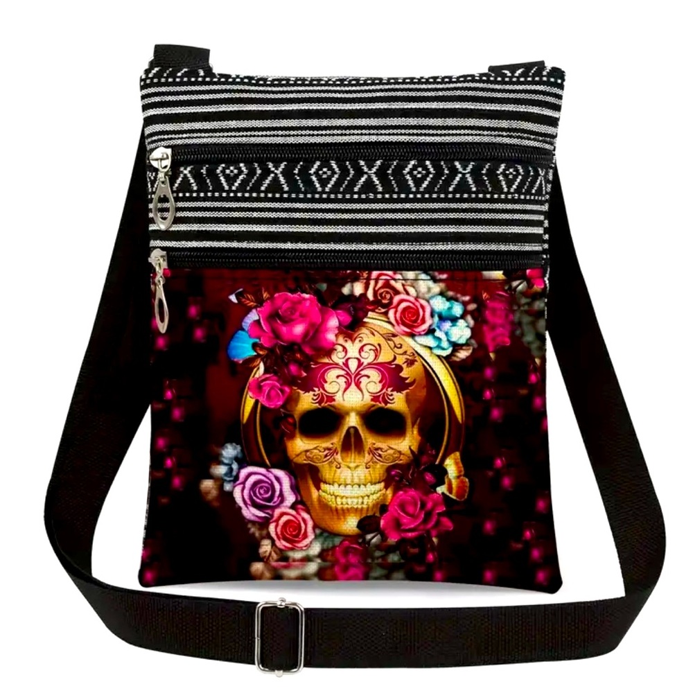 New - Fashion Skull Design Cross-Body - Sling Bag with Adjustable Straps